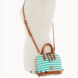 Dooney & Bourke Green and Tan Striped Women's Bag